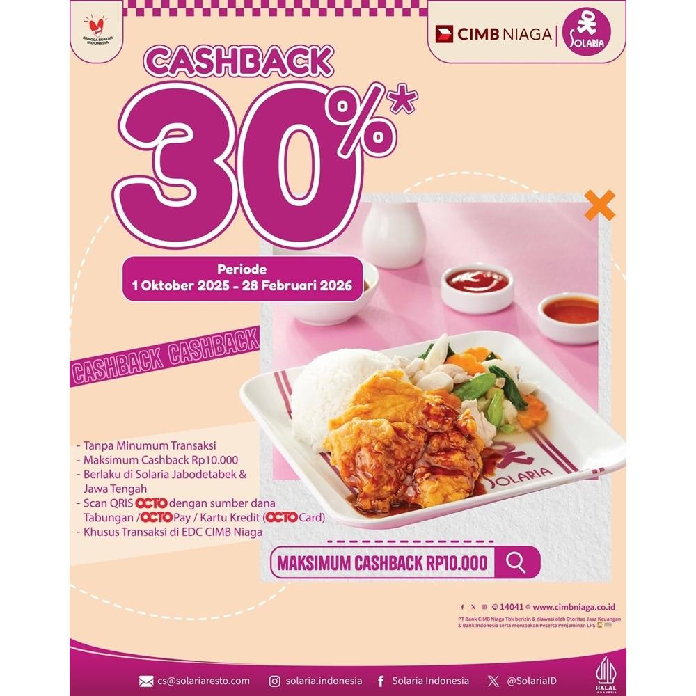 Cashback 30% (CIMB Niaga)